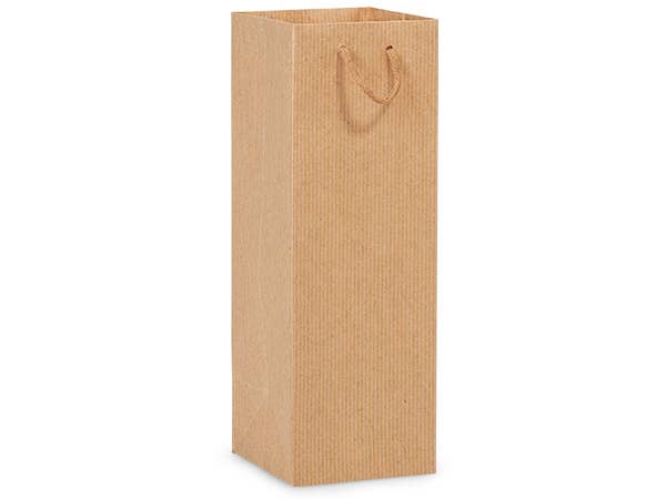 Kraft Paper Cord Handle Gift Bags: Kraft Pinstripe / 10 Pack / Wine 4.5x4.5x13"