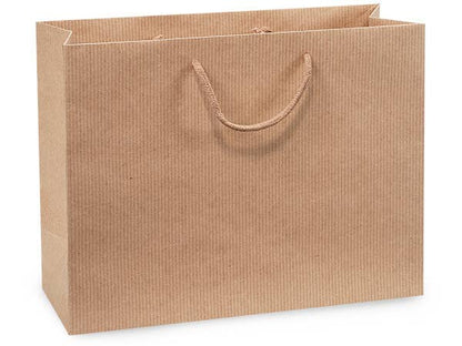 Kraft Paper Cord Handle Gift Bags: Kraft Pinstripe / 10 Pack / Wine 4.5x4.5x13"