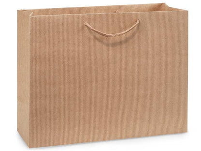 Kraft Paper Cord Handle Gift Bags: Kraft Pinstripe / 10 Pack / Wine 4.5x4.5x13"