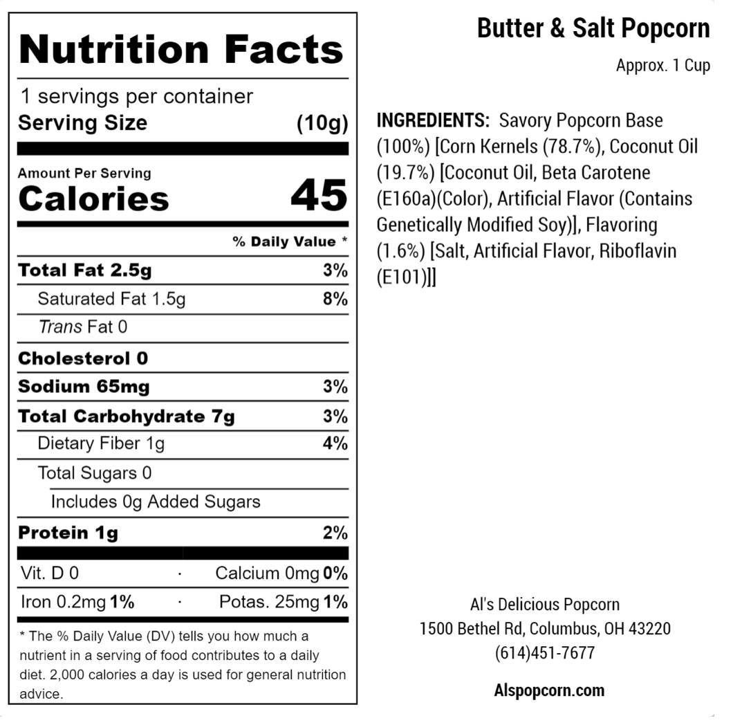 Butter & Salt Popcorn - 2.5oz