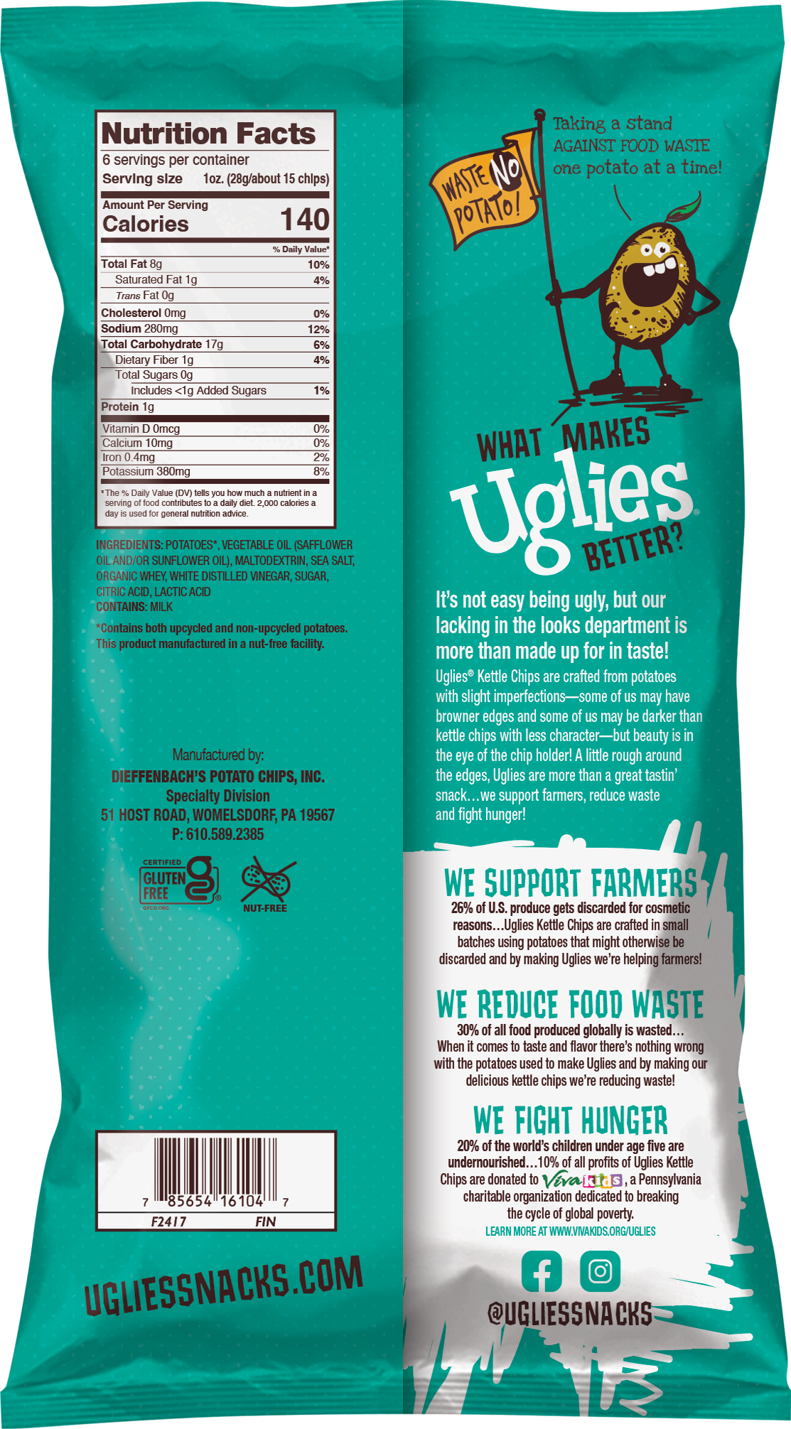 Uglies 6oz Salt & Vinegar Kettle Cooked Potato Chips