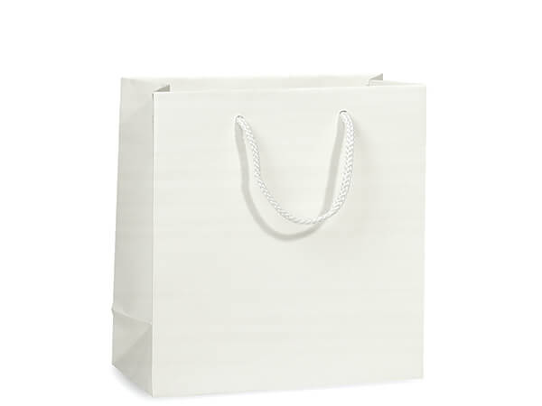 Matte Paper Cord Handle Gift Bags: Aqua Matte / 10 Pack / Jewel 6.5x3.5x6.5"