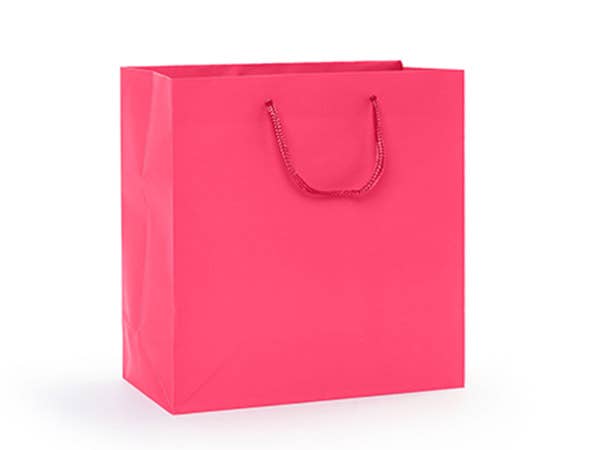 Matte Paper Cord Handle Gift Bags: Aqua Matte / 10 Pack / Jewel 6.5x3.5x6.5"