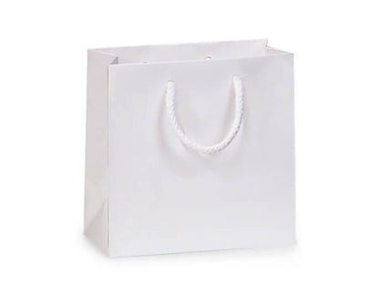 Matte Paper Cord Handle Gift Bags: Aqua Matte / 10 Pack / Jewel 6.5x3.5x6.5"