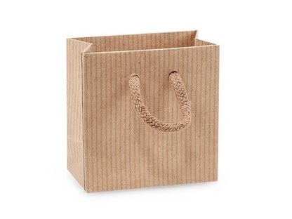 Kraft Paper Cord Handle Gift Bags: Kraft Pinstripe / 10 Pack / Wine 4.5x4.5x13"