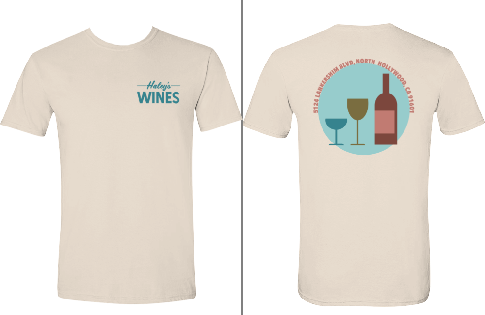 Haley's Wines Shirt - Cream w/ Blue Writing