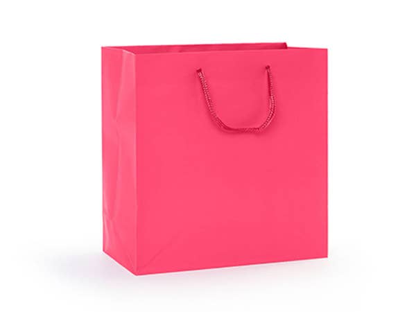 Matte Paper Cord Handle Gift Bags: Aqua Matte / 10 Pack / Jewel 6.5x3.5x6.5"