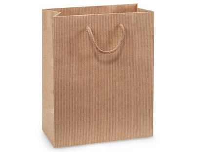 Kraft Paper Cord Handle Gift Bags: Kraft Pinstripe / 10 Pack / Wine 4.5x4.5x13"