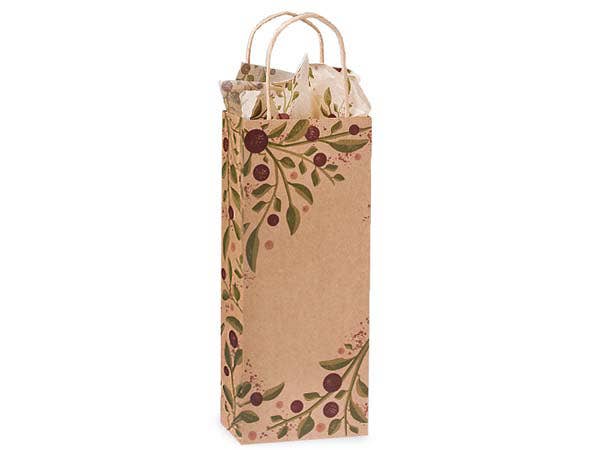 Tuscan Harvest Kraft Paper Gift Bags: 25 Pack / Wine 5.5x3.25x13"